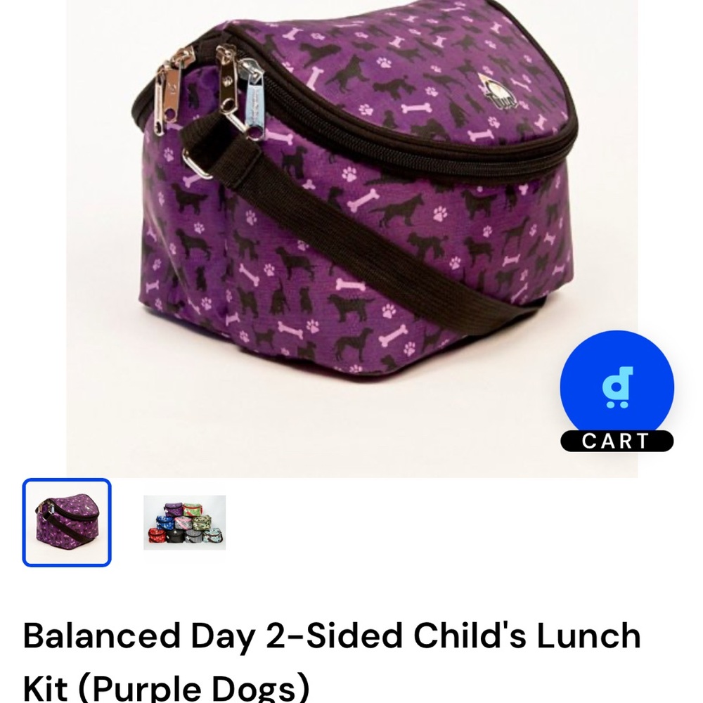 Purple Dog Print Kids Lunch Bag